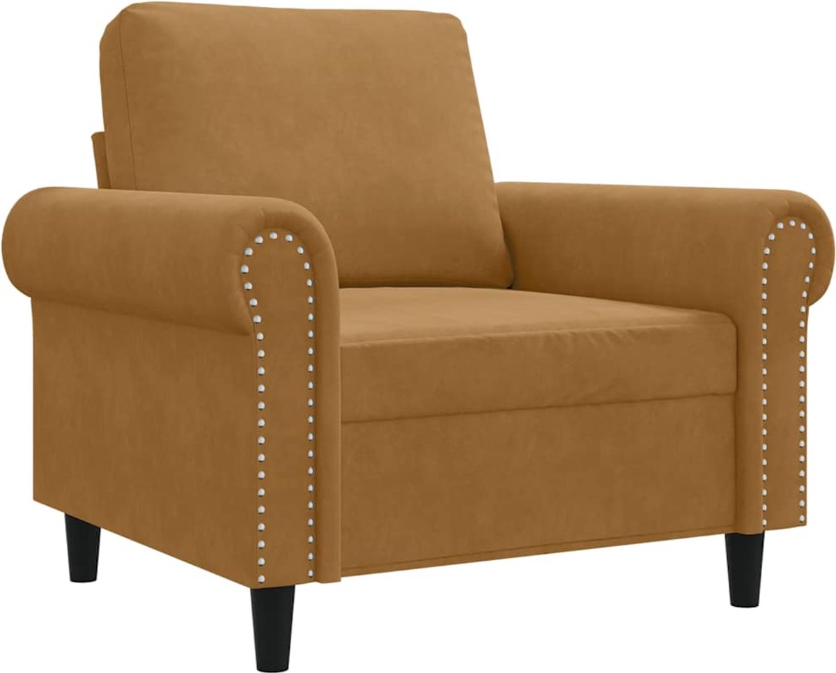 vidaXL Fauteuil - 60 - cm - fluweel - bruin