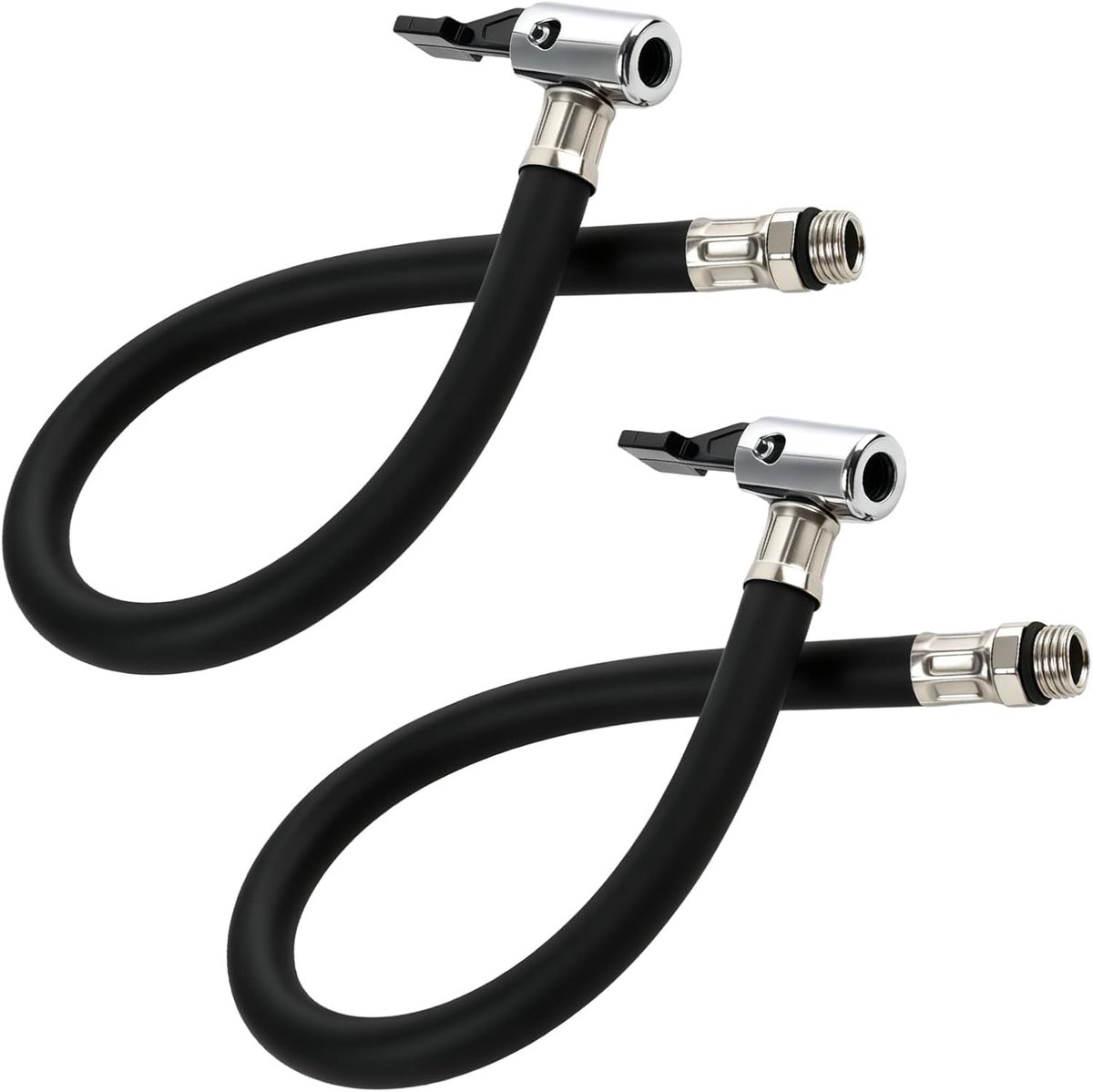 Set van 2 draagbare luchtpompverlengslangen van 38 cm met draaibare adapter, geschikt voor fietsen, motoren en auto's; flexibele luchtslang voor het oppompen van banden.