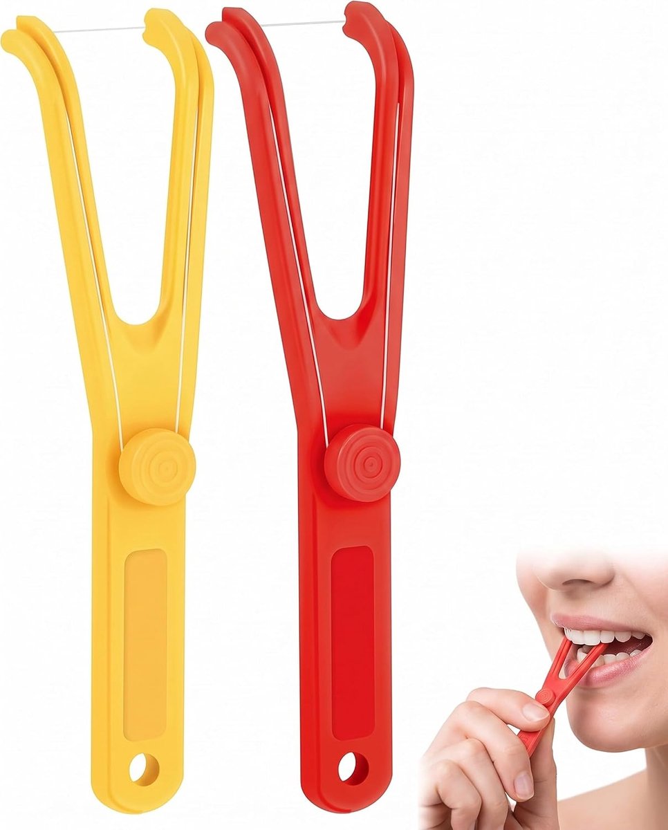 2 stuks, geel-rood, ergonomische floss picks voor nauwkeurige tussenverzorging, zacht voor tandvlees en effectief tegen tandplak, ideaal voor reizen en dagelijkse hygiëne