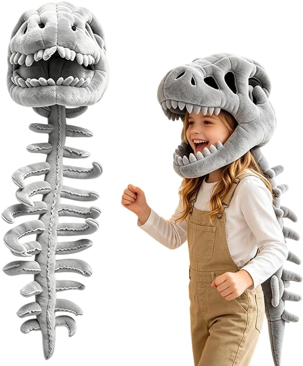 3D-skelet dinosauruskostuum, echt dinosaurusskeletkostuum