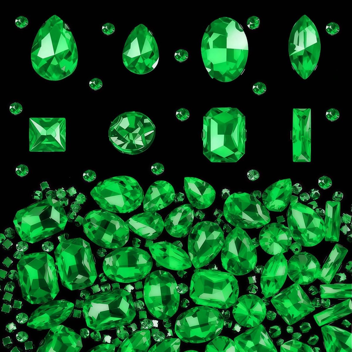240 stuks strijkstenen voor kleding, naaibare platte kristallen met metalen klauwen, glaskleurige decoraties voor DIY projecten, schoenen, naaiwerk, sieraden maken (Groen)
