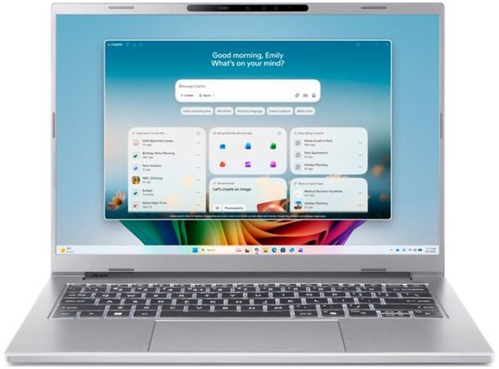 Acer Aspire 14 AI, A14-A71M Zilver, Laptop, 14" WUXGA, AMD Ryzen AI 5, 16GB RAM, 512GB SSD, Radeon 840M