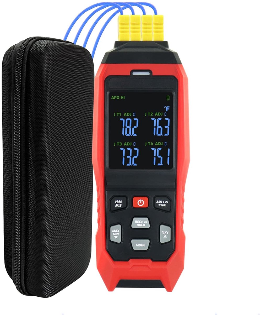 Thermocouple Thermometer Data logger 4 channels Digital K-type with 5000 groups Programmable temperature recording - ShopVlot