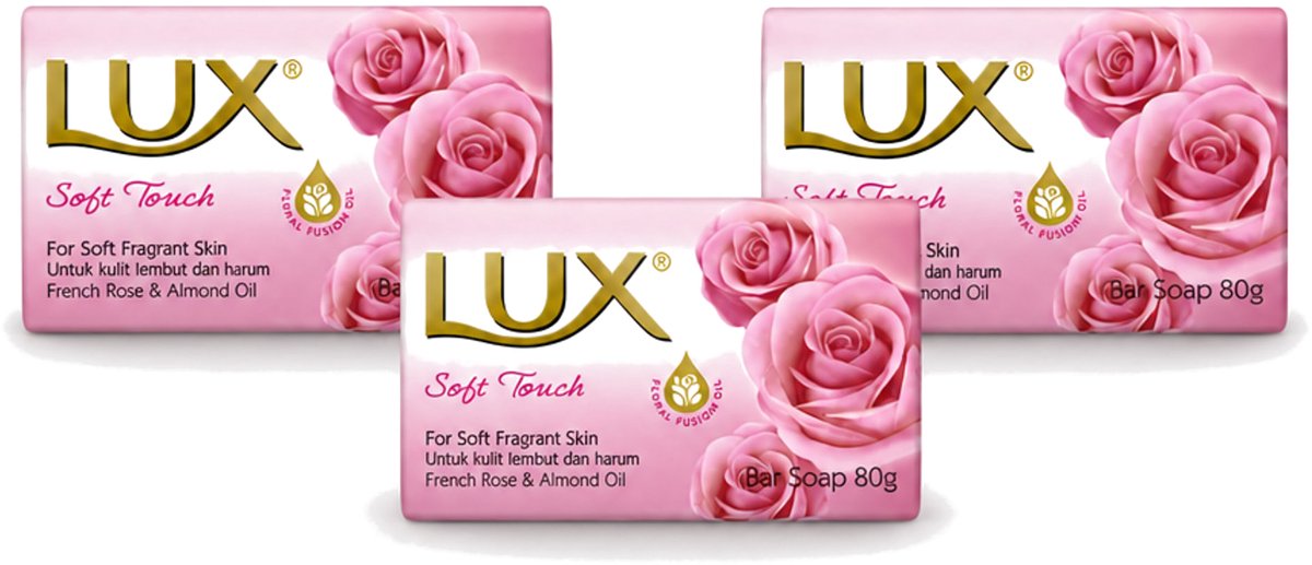 3 x Lux - Zeep - Soft Touch - Hydraterend - Voor Geurige Huid - 80 g - Voordeelverpakking - 3 stuks