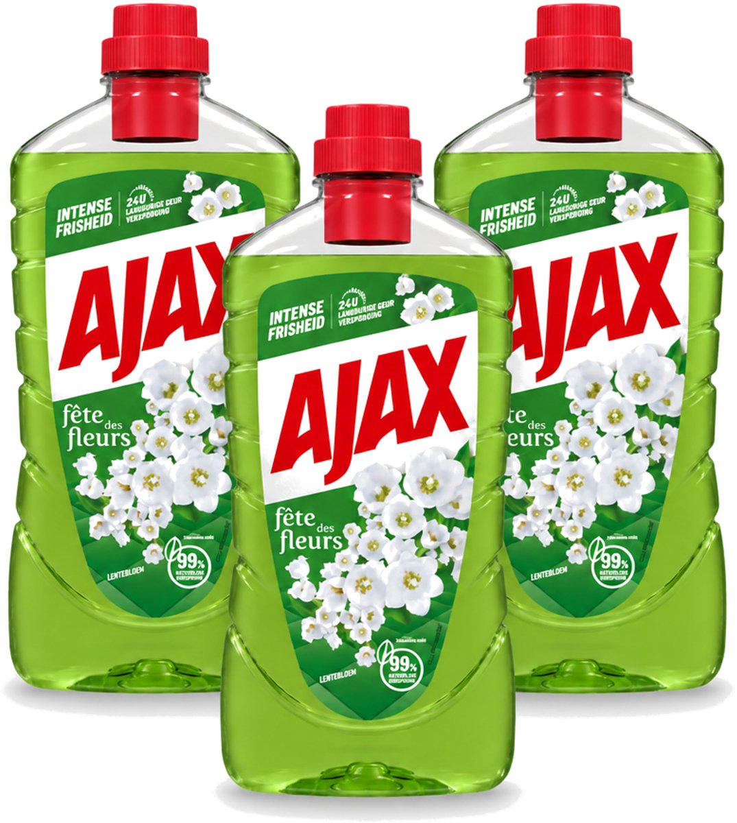 3 x Ajax - Allesreiniger - Fête des Fleurs - Lentebloem - Met Essentiële Oliën - 1 L - Voordeelverpakking - 3 stuks
