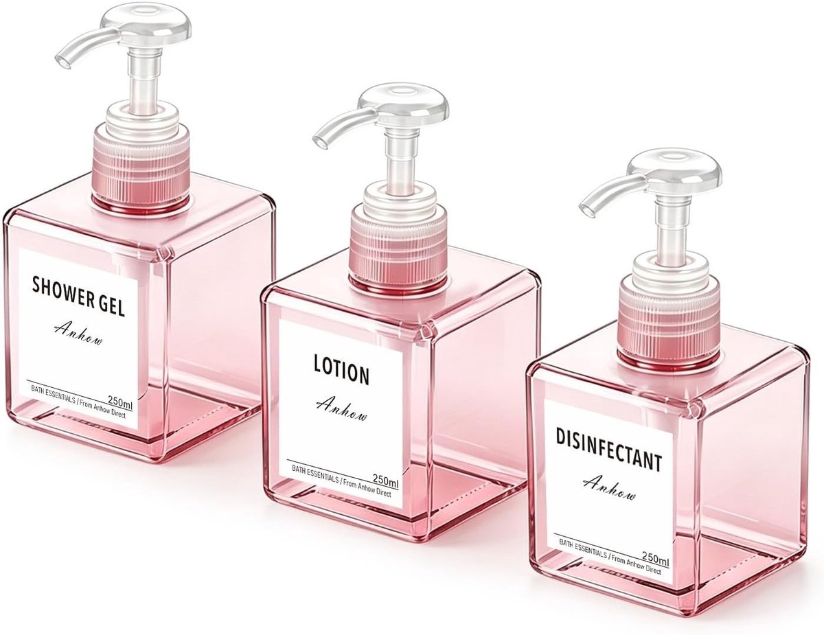 Praktische 250ml Zeepdispenser voor Shampoo, Douchegel en Vloeibare Zeep - Roze Kleur, Ideaal voor Keuken en Badkamer