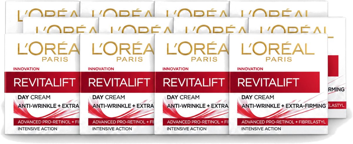 12 x L'Oréal Revitalift 40+ - Dagcrème - Hydrating Anti-Rimpel - 50 ml - Voordeelverpakking - 12 stuks