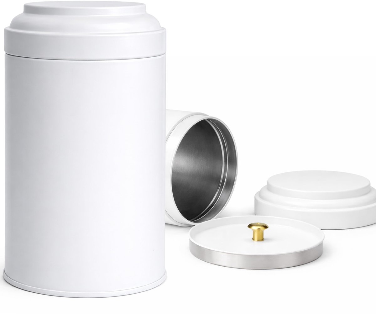 SnelShoppen - Klassieke Theedoos van Metaal 750 ml - Aromadichte Theebus met Binnendeksel - Lichtbeschermde Bewaardoos voor Matcha - Ideaal voor Thuis