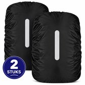 Knaak Rugzakhoes 2 Stuks - Waterdichte Regenhoes voor Rugzak 30-40L - Reflecterende Strip - Zwart - Beschermhoes Rugtas