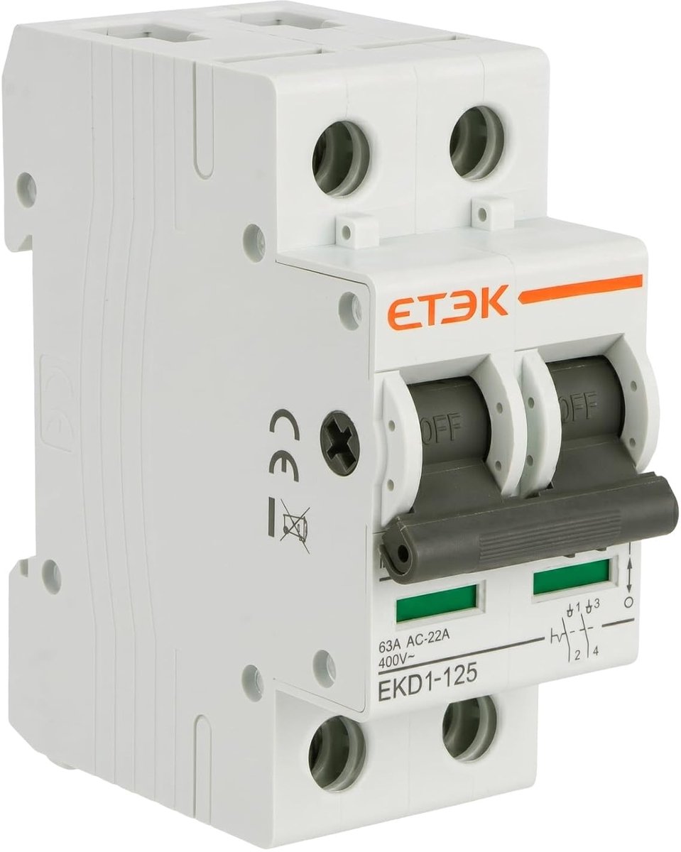 Wengart 2-polige belastingsscheidingsschakelaar 63 A voor wallbox-installateurs en elektriciens voor allepolige - ShopVlot