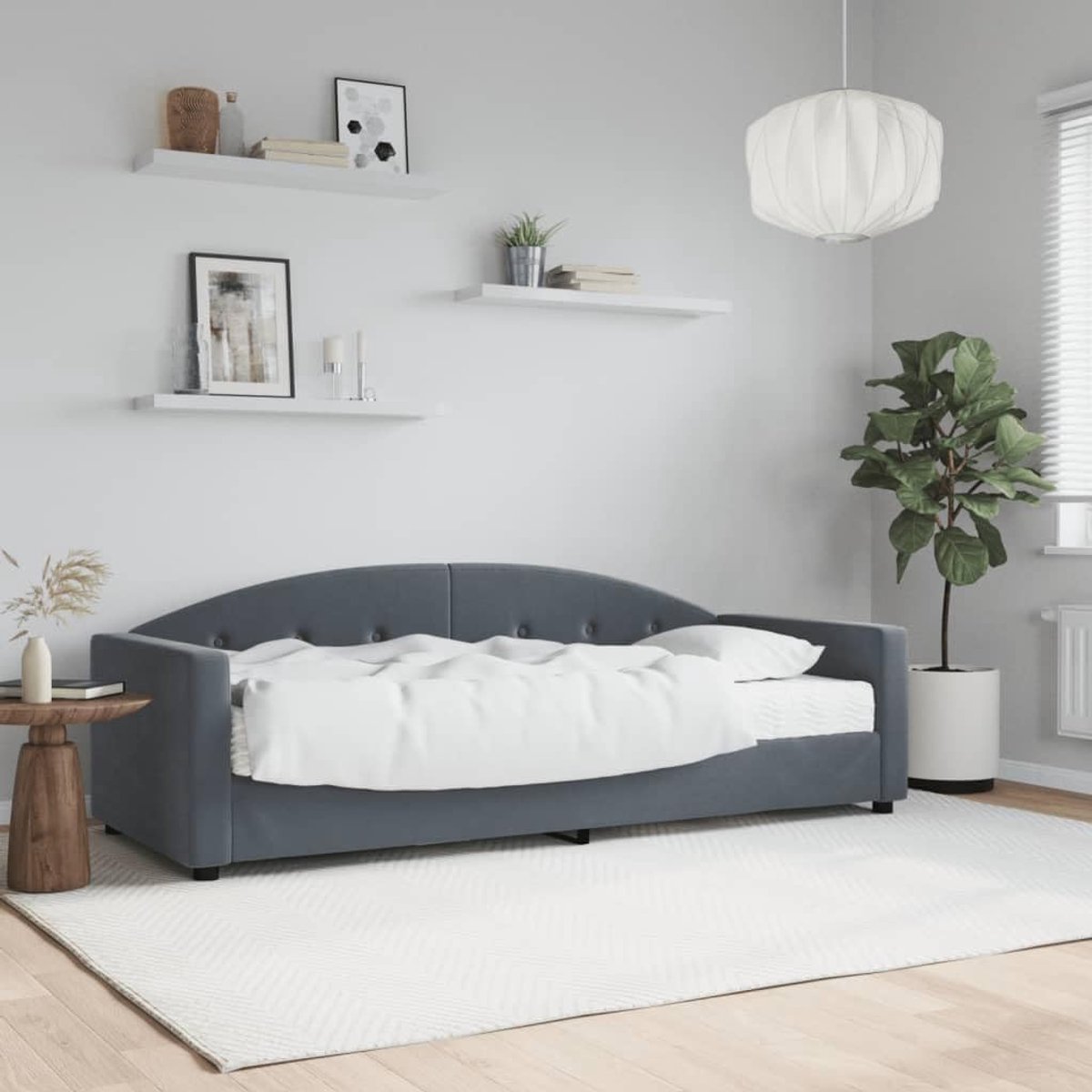 2 in 1 slaapbank Schuimmatras 80x200 cm Donkergrijs