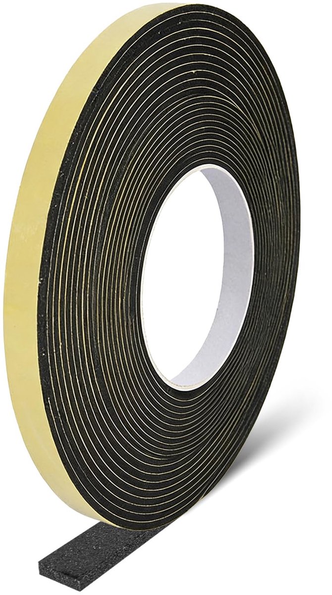 Schuimtape, 1mm x 10m, 10mm breed, Weerbestendige afdichtstrip