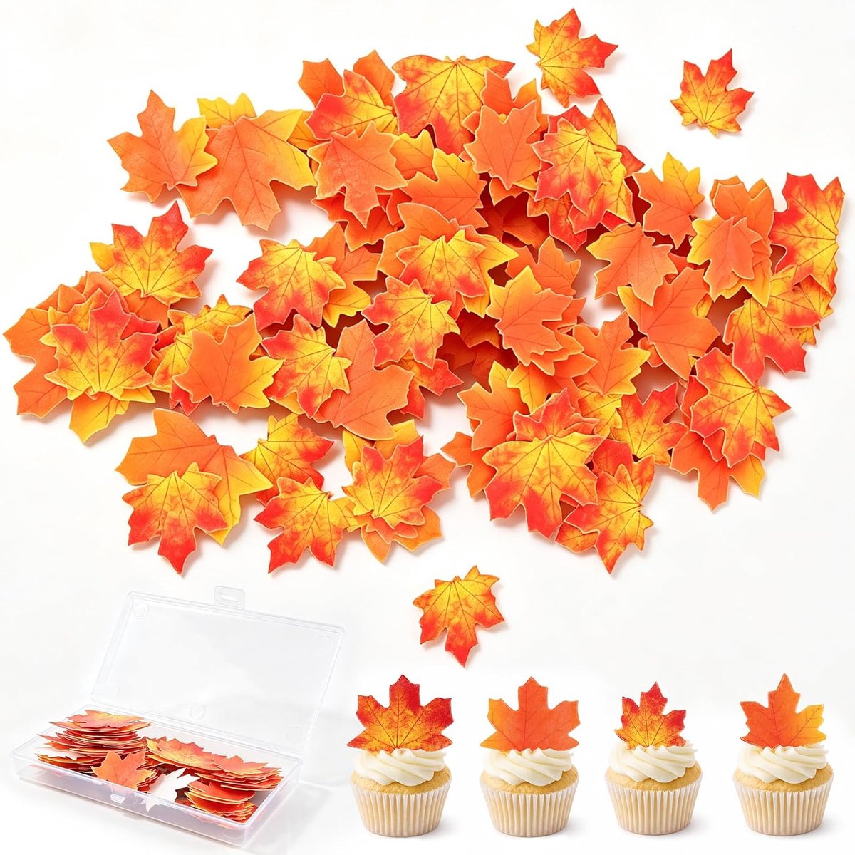 70 stuks esdoornbladeren, eetbaar, taartdecoratie, herfstdecoratie