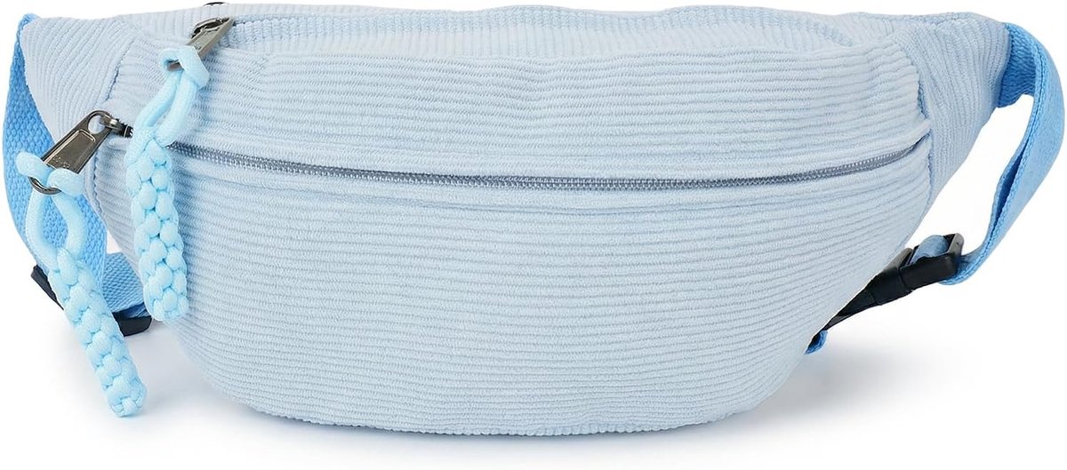 Heuptas Geribbeld Vrouwen Tas Riem Schoudertas, Blauw, Geribbelde heuptas