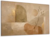 Canvas schilderij - Japandi - Woonkamer - Muur decoratie slaapkamer - Hal accessoires - Crème - Abstract - 120x80 cm