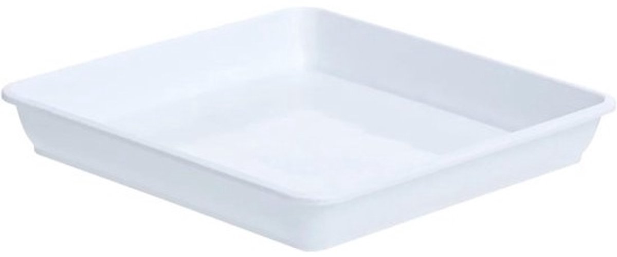 Kunststof lekbak - Plantenschotel - Voor plantenverzorging - Diepe rand - 22 x 22 cm - Wit