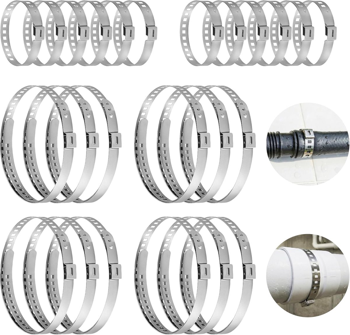 24 stuks CV asmanchetten, klemmen, 25-50 mm en 50-120 mm, aandrijfasmanchet, slangklemmen, roestvrij staal, asmanchet - ShopVlot