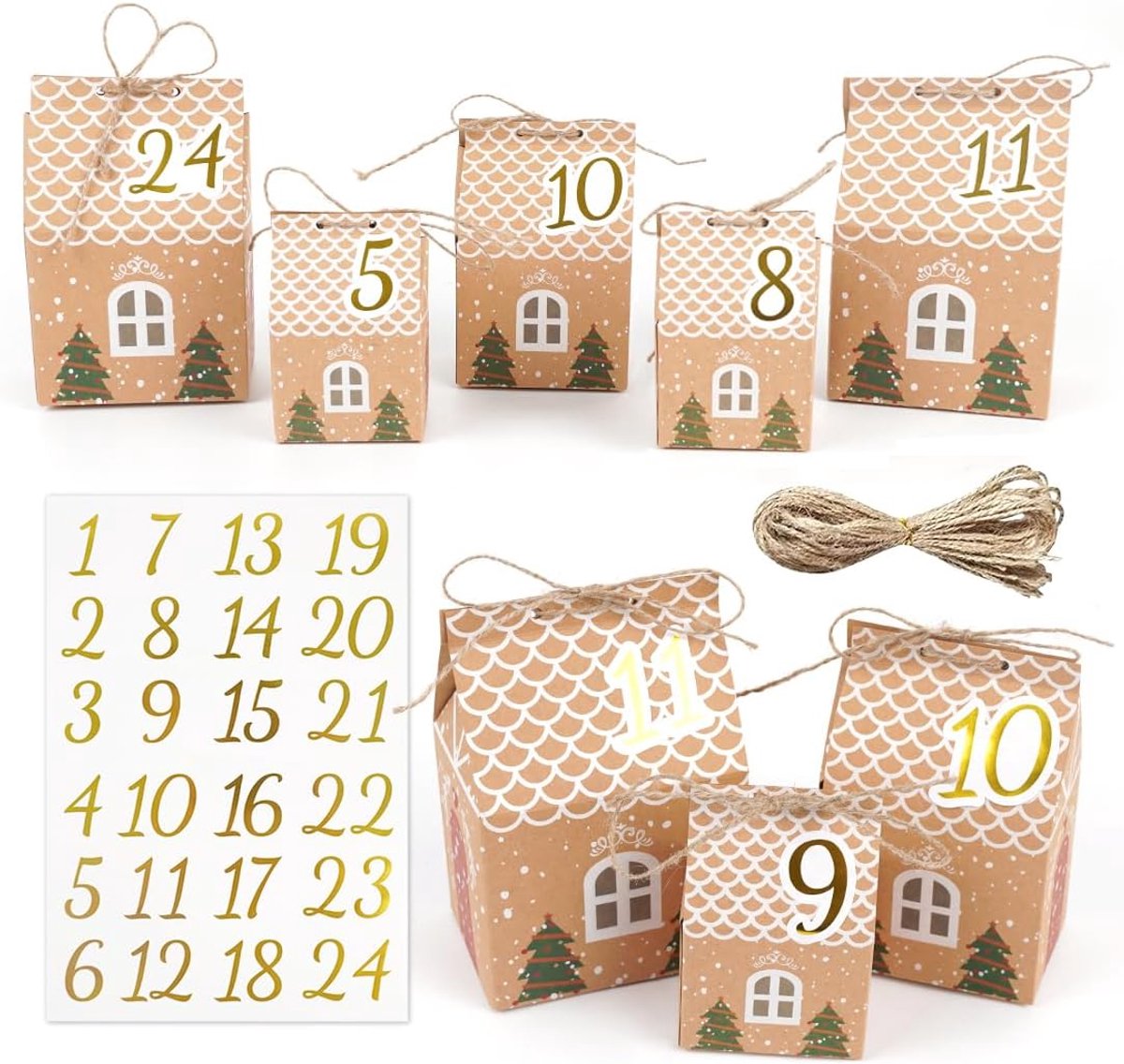 Advent Calendar for Filling Homes, 24 Advent Calendar Boxes in 3 Sizes with Number Stickers, Advent Calendar DIY - ShopVlot