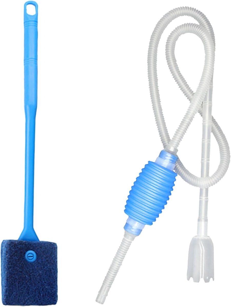 SnelShoppen - Aquarium Cleaning Kit - Aquarium Vacuum Cleaner met Filter, Siphon, Gravel Cleaner, Blauwe Schoonmaakborstel - Efficiënte Reiniger voor