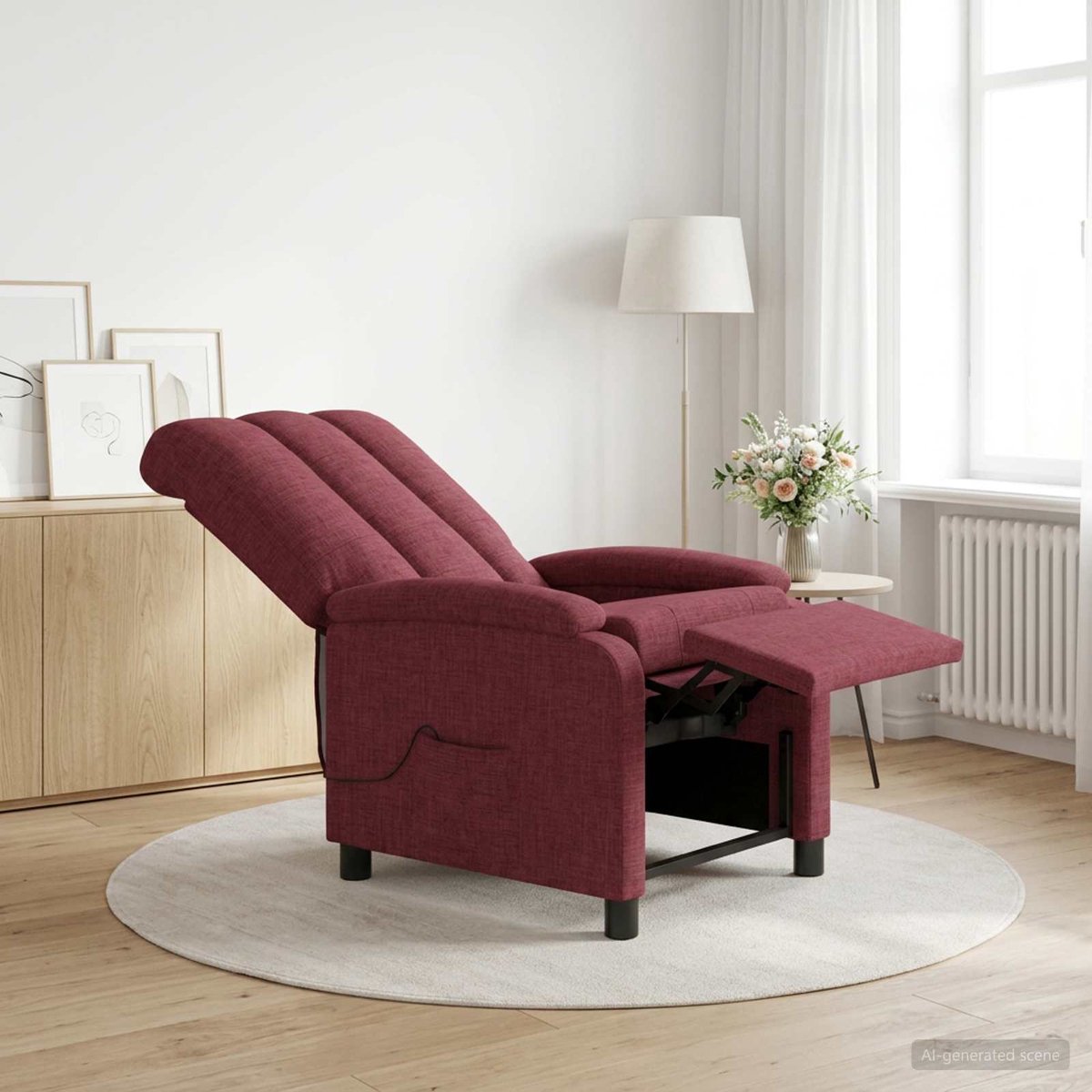 vidaXL Massage - Relaxstoel - Wijnrood - Stof