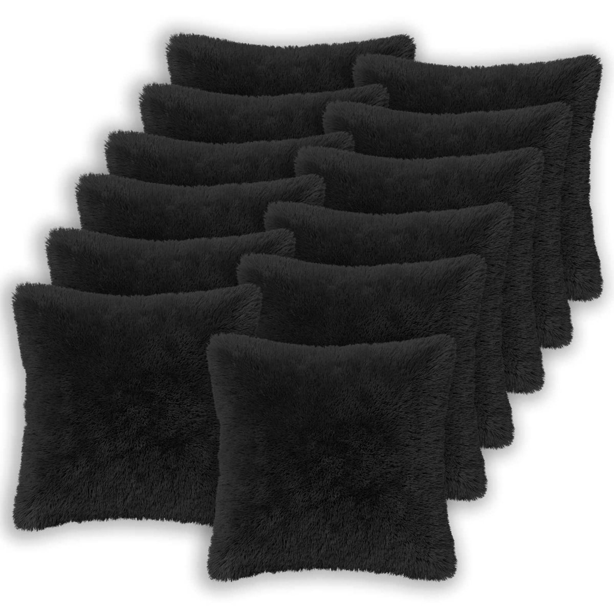 vidaXL Dekenkussen - 12 - st - HEERLEN - Zwart - 45 - x - 45 - cm - PV - Fleece
