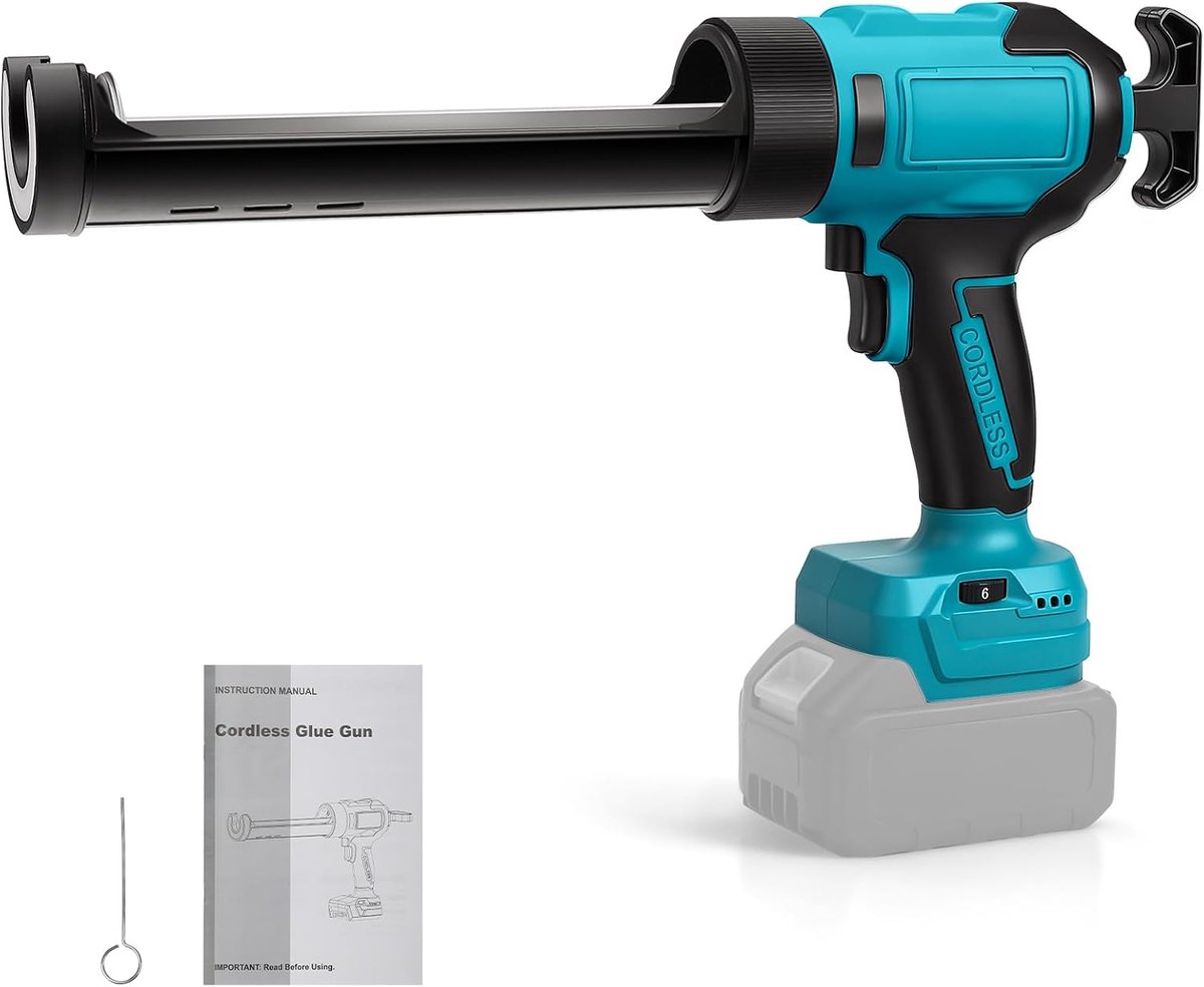 Battery Cartridge Press, Compatible with Makita 18 V Battery, Electric Caulk Glue Gun with LED Light, 650 ml - ShopVlot