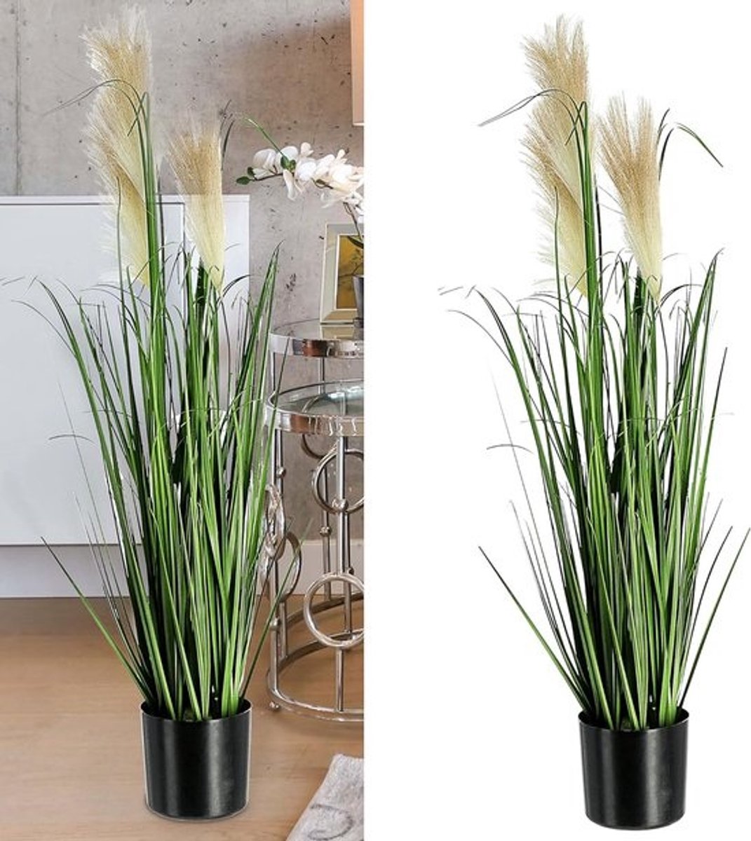 Hoogwaardige kunstplant pampasgras in pot - 85 cm hoog - Decoratief siergras