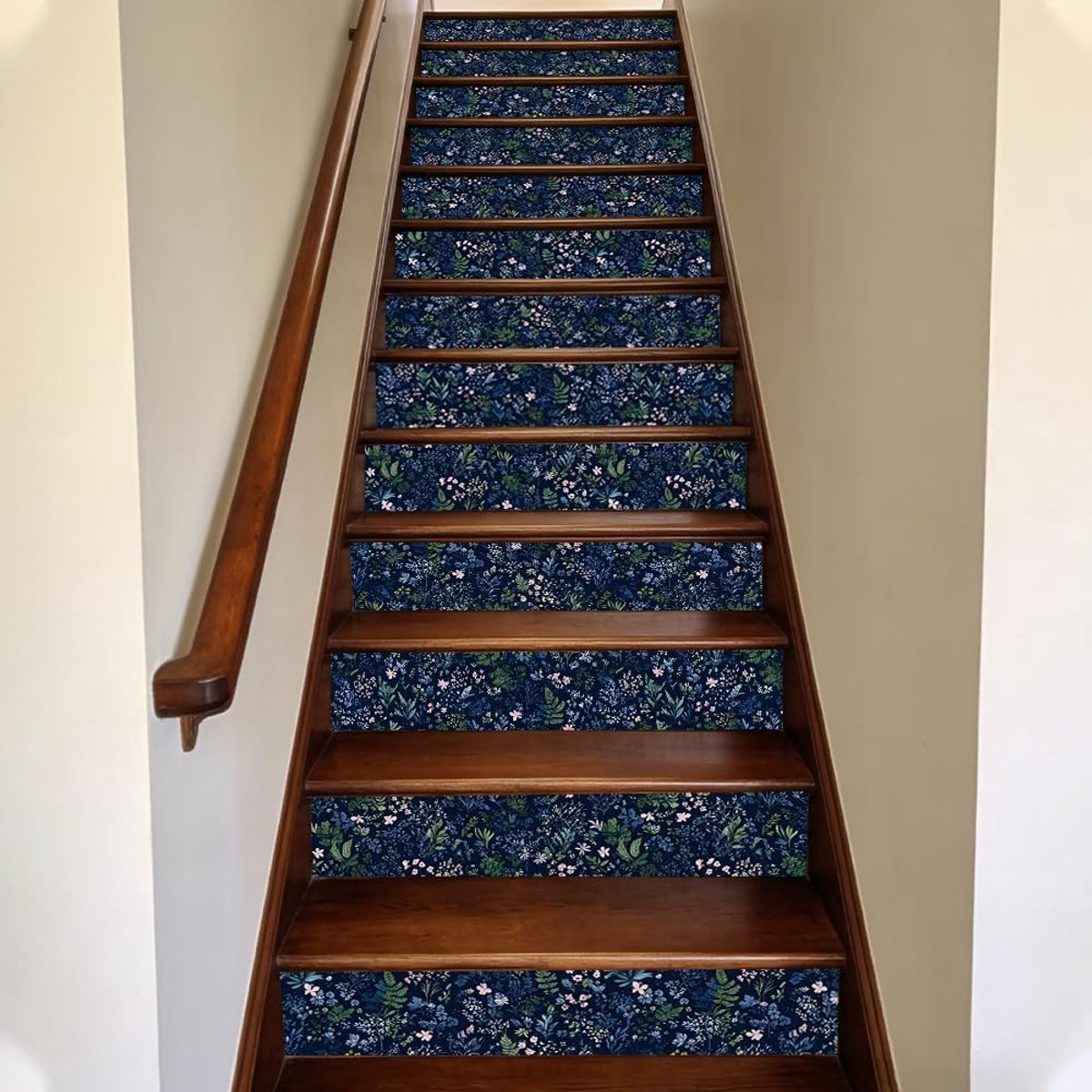 15 stuks planten trapverhogingsstickers verwijderen en opplakken, vinylstickers, blauw vintage Eden, waterdicht - ShopVlot