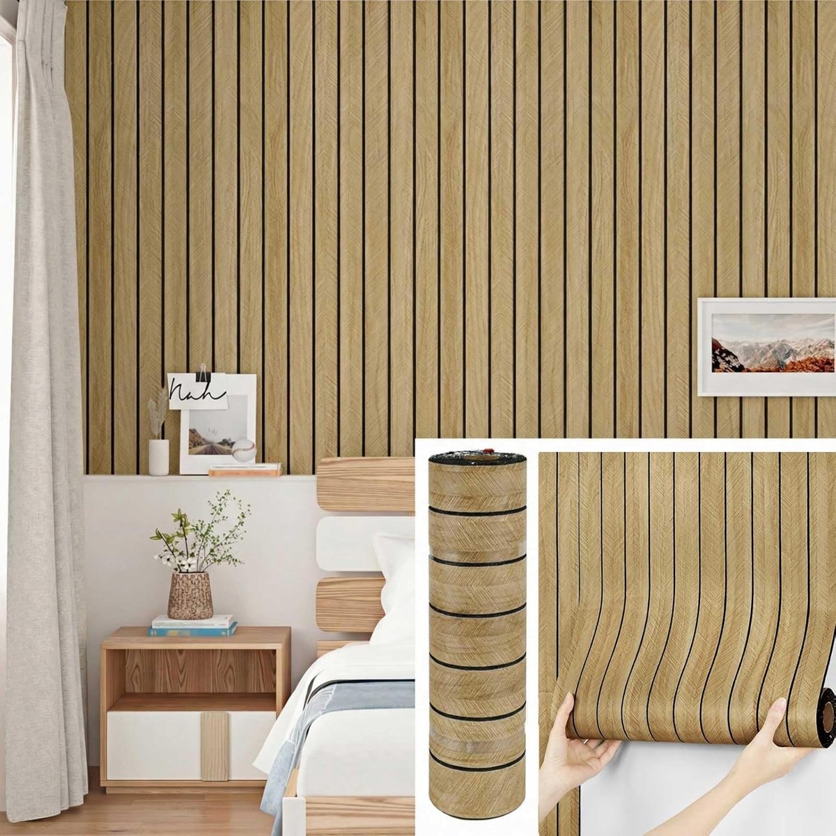 3D Wall Panels Self-Adhesive Light Brown Wood Effect for Living Room Bedroom Decorative PVC Wall Cladding Indoor - ShopVlot