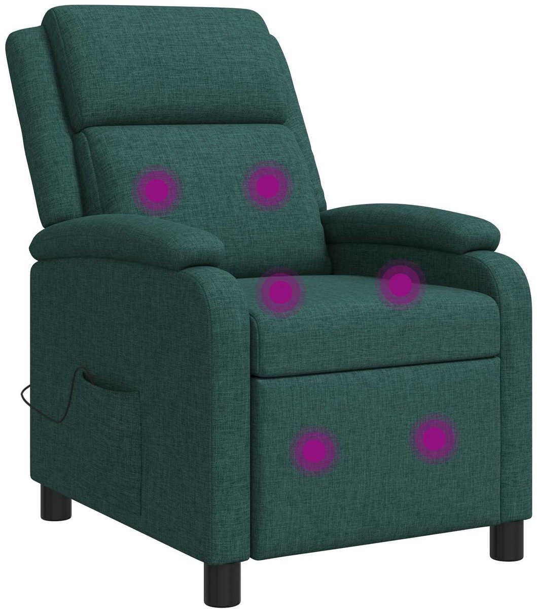 vidaXL Massage - Relaxstoel - Donkergroen - Stof