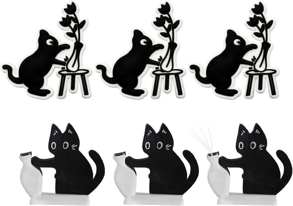 6 Stuks Magnetische Kattenornamenten. Snorharen En Haren Van Katten Kunnen In De Flesopening Worden Opgeborgen. Het Is - ShopVlot