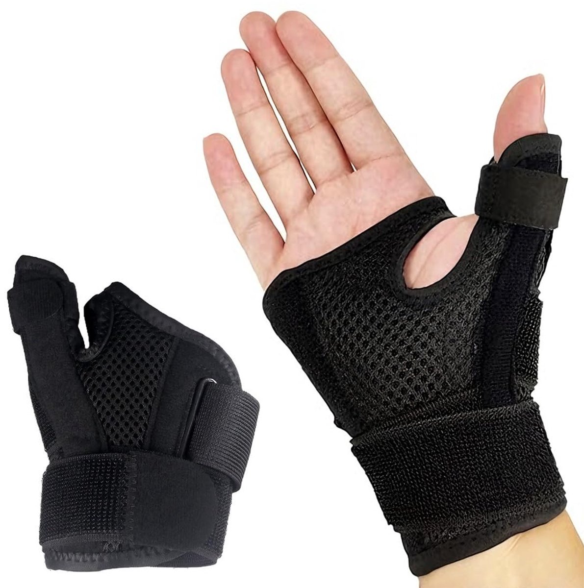 Handbandage Links Duimorthese Rechts Duimspalk Ademend Zacht Materiaal Dubbele Compressie Riem Ontwerp Geschikt Voor Linker- en Rechtshandigen (zwart)