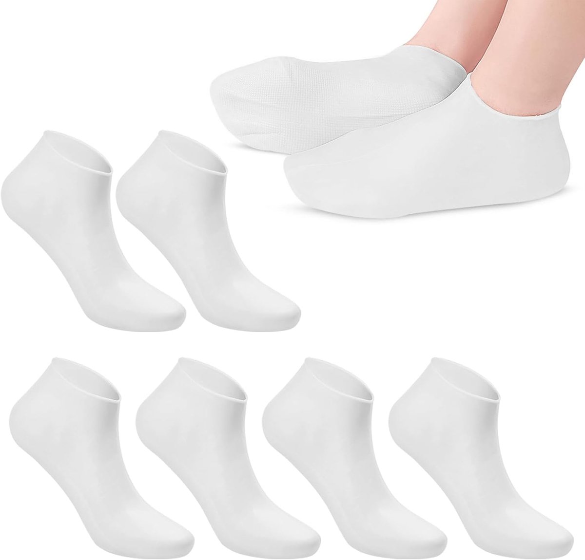Vochtinbrengende sokken voor droge voeten dames en heren, behandeling, antislip, vochtinbrengende sokken voor sport en wandelaars, set van 3 paar vochtinbrengende sokken voor voetverzorging (wit)