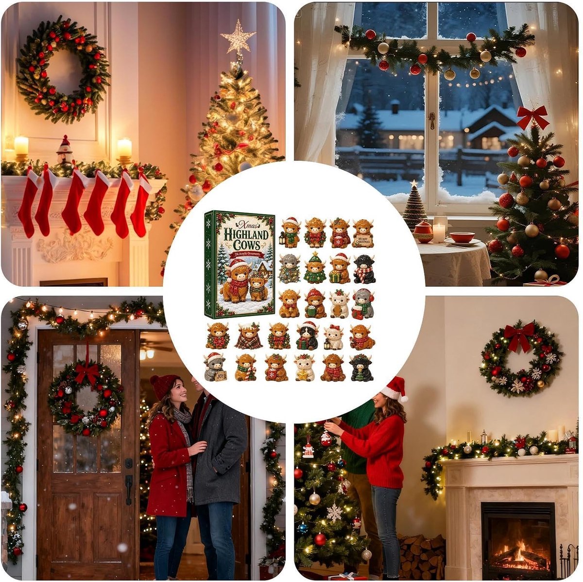 highland cow kerst adventskalender 2026 - 24 stuks - bruin wit zwart - acryl materiaal - 5cm - hoogland koe kerst hangornamenten - kerst aftelkalender - kerstboom decoratie - geschikt voor kerstfeest en cadeau — cadeau in Wonen & Interieur - foto 5