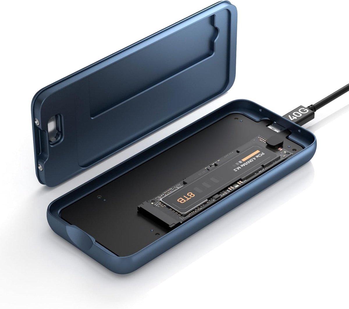 USB4 M.2 NVMe SSD-behuizing - 40 Gbps ultrasnelle overdracht, gereedschapsvrije installatie, dubbelzijdige koeling, Thunderbolt 4/3 & USB4/3.2 compatibel, geschikt voor M1/M2 M3/M4, ondersteunt
