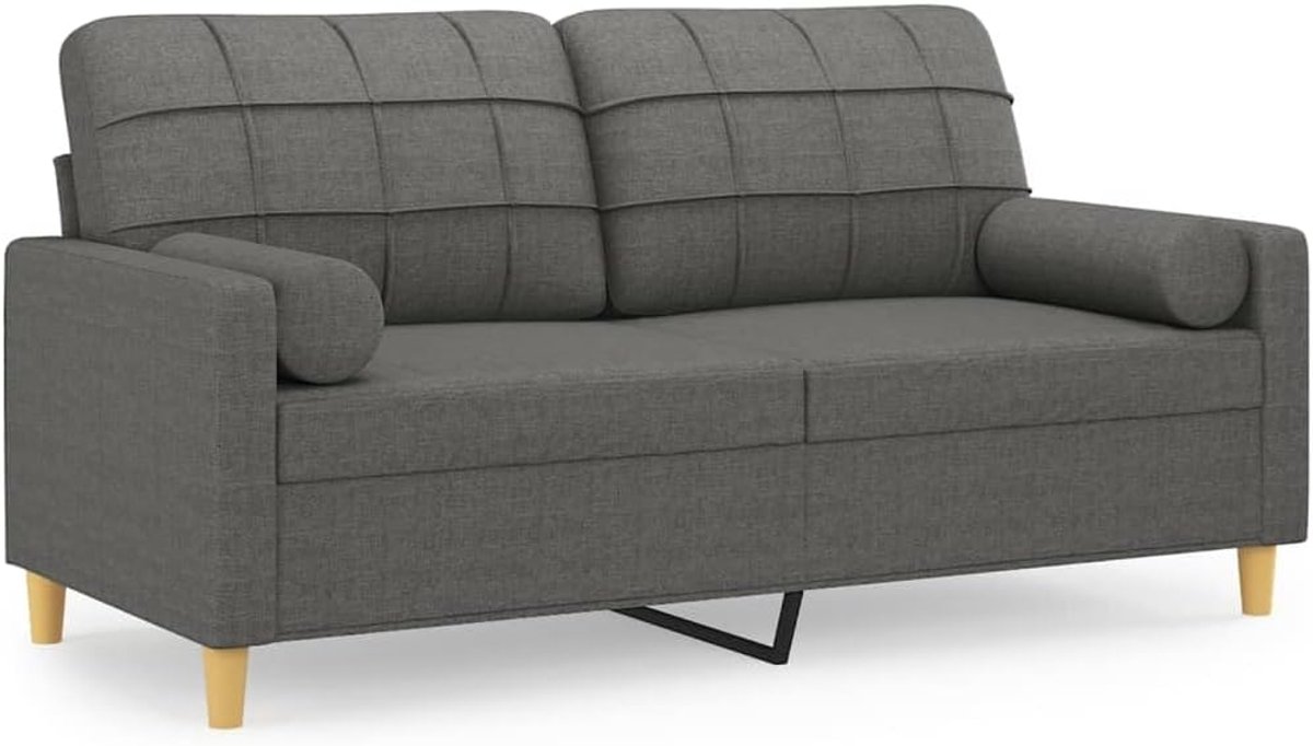 2-zitsbank met sierkussen, donkergrijs, 140 cm, stof, woonkamerbank, kantoorbank, slaapkamerbank, loungebank voor woonkamer, slaapkamer, logeerkamer