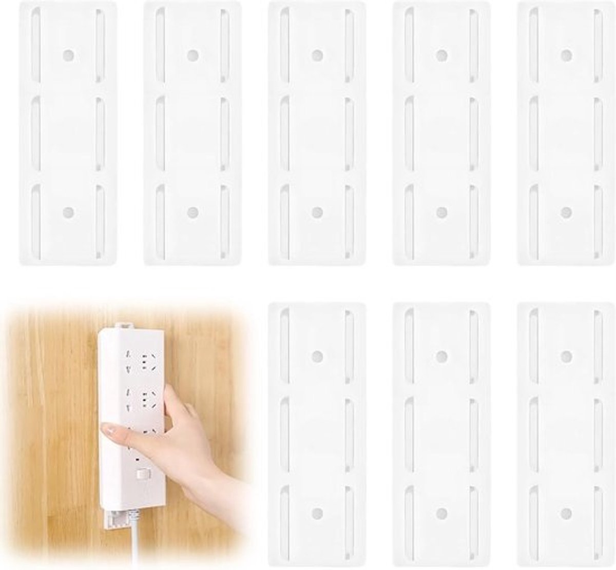 8 stuks zelfklevende Socket Fixer - Kabelbeheer en stopcontacthouder voor bureau