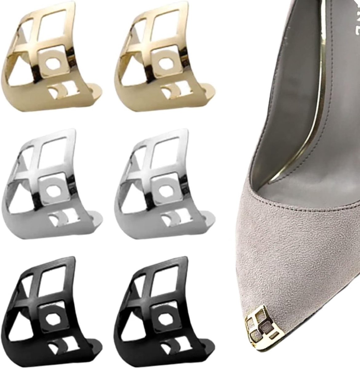 3 Paar Mini Schoen Neus Hoofd Metalen Beschermer, Ruit Hoge Hak Tip Cap Cover Pomp Hoofd Beschermers, Diy Reparatie Accessoires Voor Schoenen Bescherming Decoratie