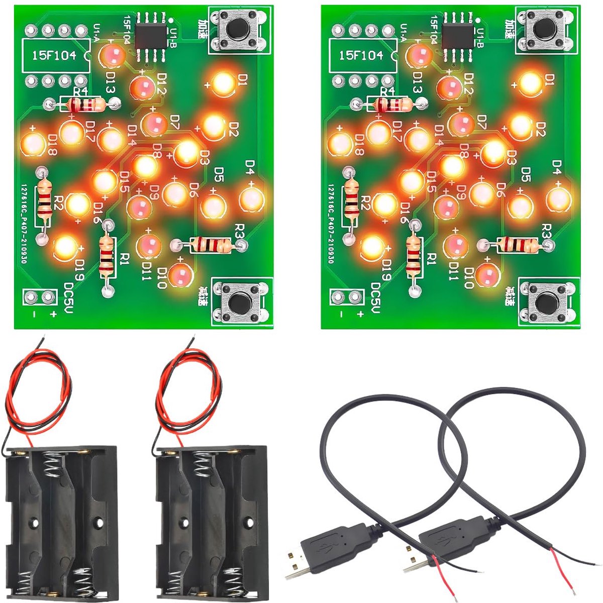 2pcs Soldering Practice Kit PCB Board, LED, Rotating Windmill, Flashing Light, Adjustable Speed, SMT/for SMD PCB with - ShopVlot