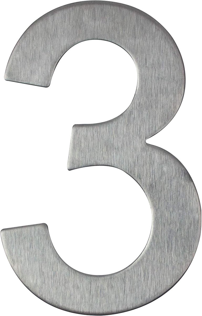 Street number/house number made of silver stainless steel, self-adhesive, 100 mm, no. 3 - ShopVlot