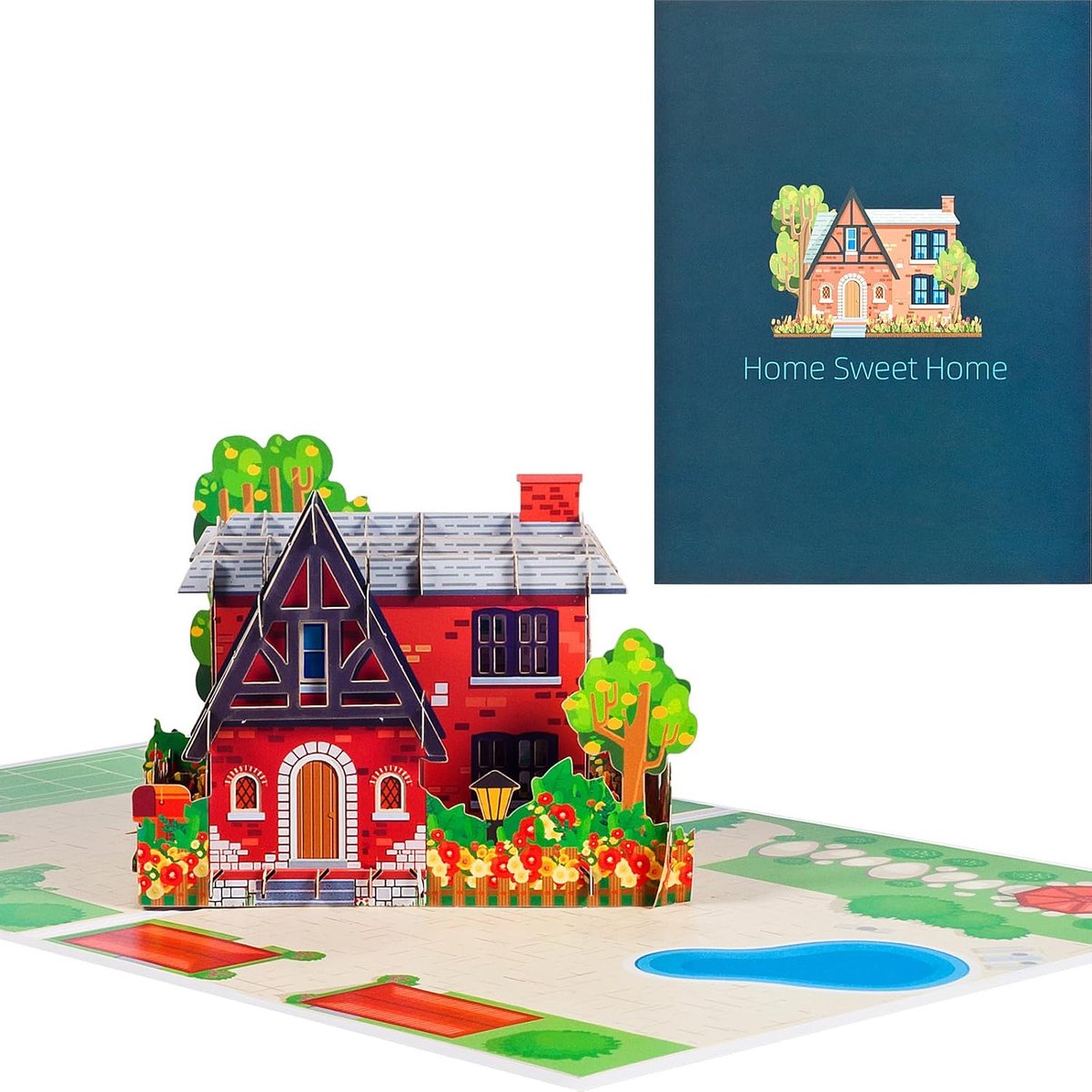 Housewarming kaart, 3D warm en gezellig huis