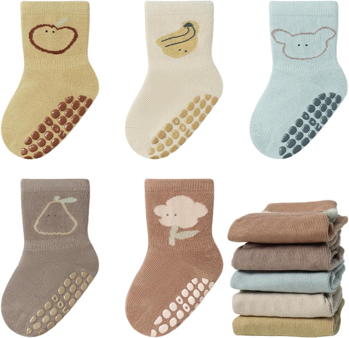 Sokken, wintersokken, herfst, meisjes, jongens, kleine katoenen sokken met handvat, uniseks, pasgeborenen, dieren, sportsokken, set van 0-5 jaar