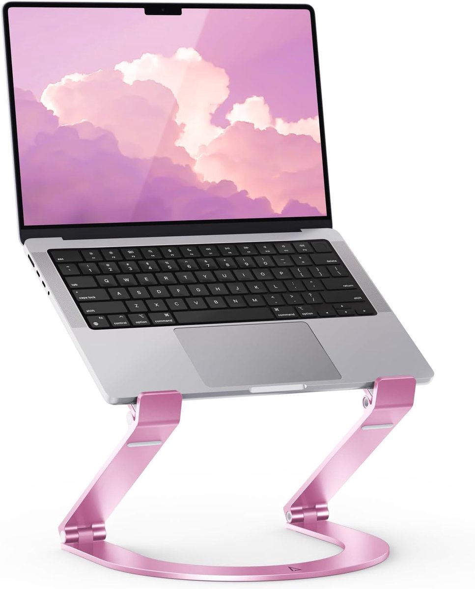 Laptopstandaard,Maxonar In Hoogte Verstelbare Opvouwbare Aluminium Laptopstandaard Ergonomisch,Geventileerde Laptopstandaard Plat Opvouwbaar voor Draagbaarheid,Compatibel met MacBook,Dell 11-15"Roze