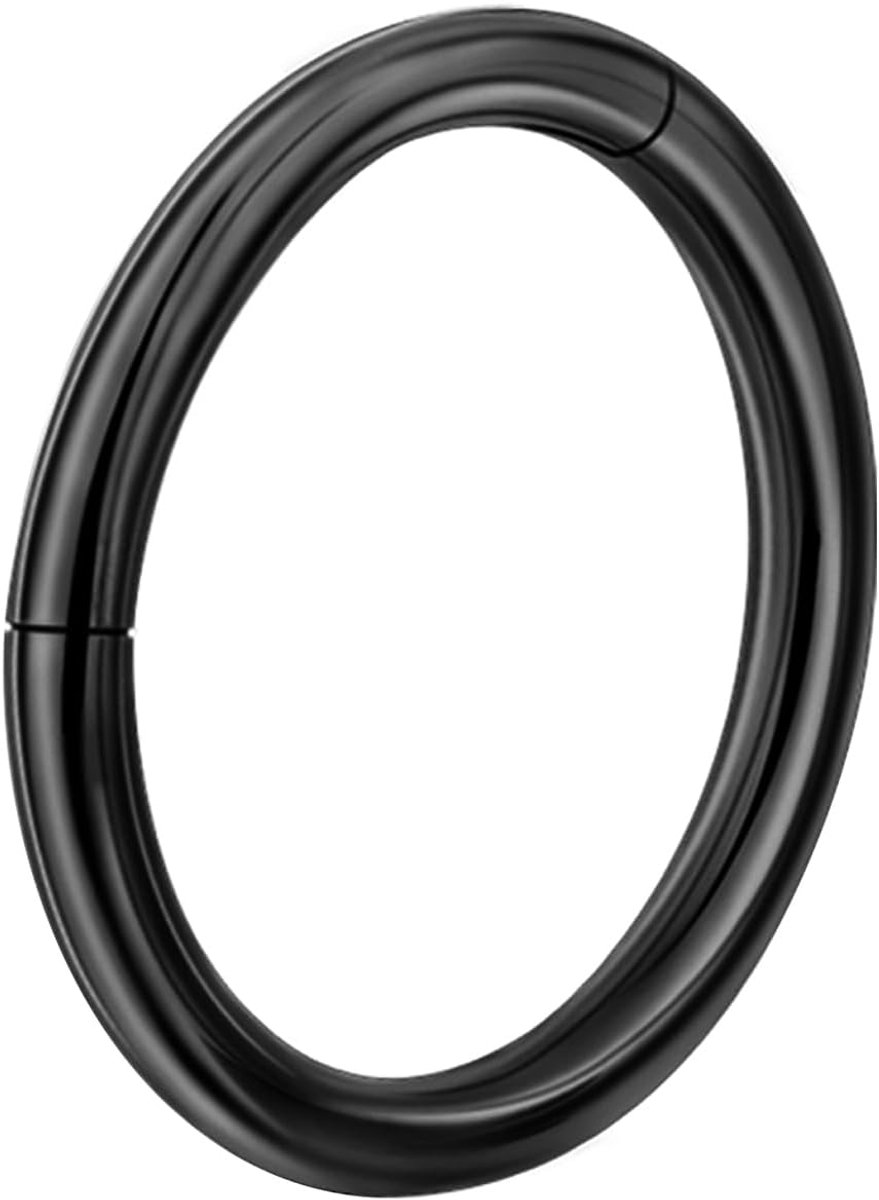 Neuspiercing, ring, scharnier, 316L chirurgisch staal, segmentring-clicker, 20G, 18G, 16G, septum, kraakbeen, nostril, helix, tragus, rook, conch, piercing, 6 mm, 7 mm, 8 mm, 9 mm, 10 mm,
