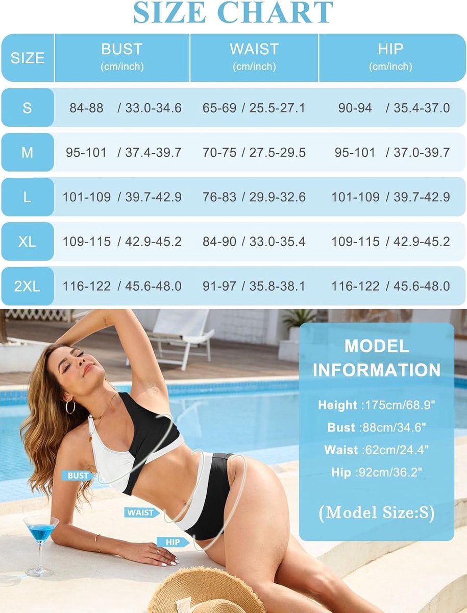 Badpak voor dames, tweedelig, push-up, dames, 2-delig, hoge taille, badpak, rugvrij, V-hals, bikiniset, sexy, crossover, gevoerd, zwemkleding, 2-delig, elegant, chic