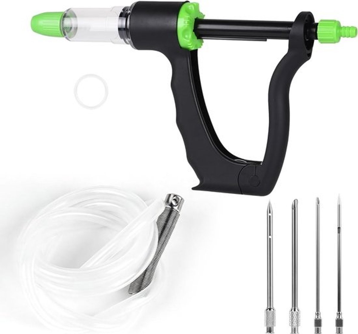 Semi-automatische vleesinjectiespuit - met 4 marinadespuiten - slang van 1,5 m - ideaal om vlees te marineren - ShopVlot
