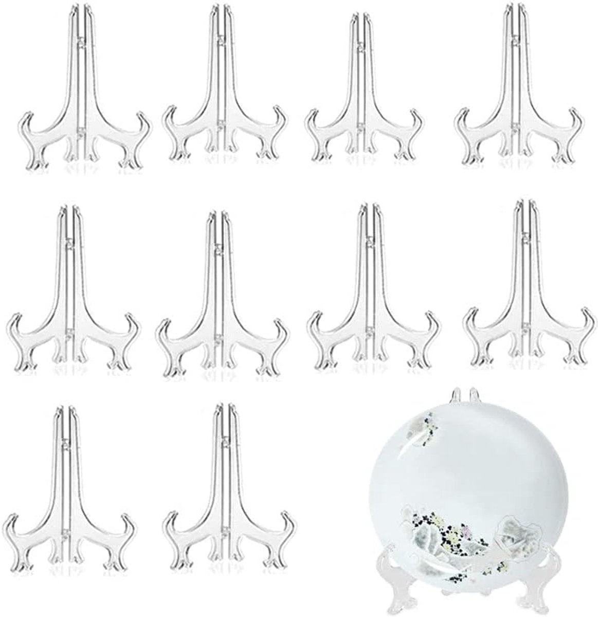 Plastic ezel, munt display stand, huis bruiloft decoratie, decoratieve plaat voor thuis afbeeldingen (transparant) (9 inch)