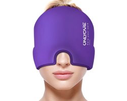 ONLYCARE Dop voor migraineverlichting, verbeterde geurloze migraine-ijskopwikkeling, hoofdpijnverlichting, oog-koelmasker