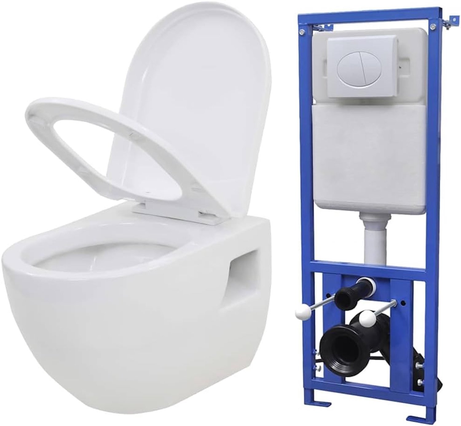 Keramiek toilet met inbouwspoelbak en zitting