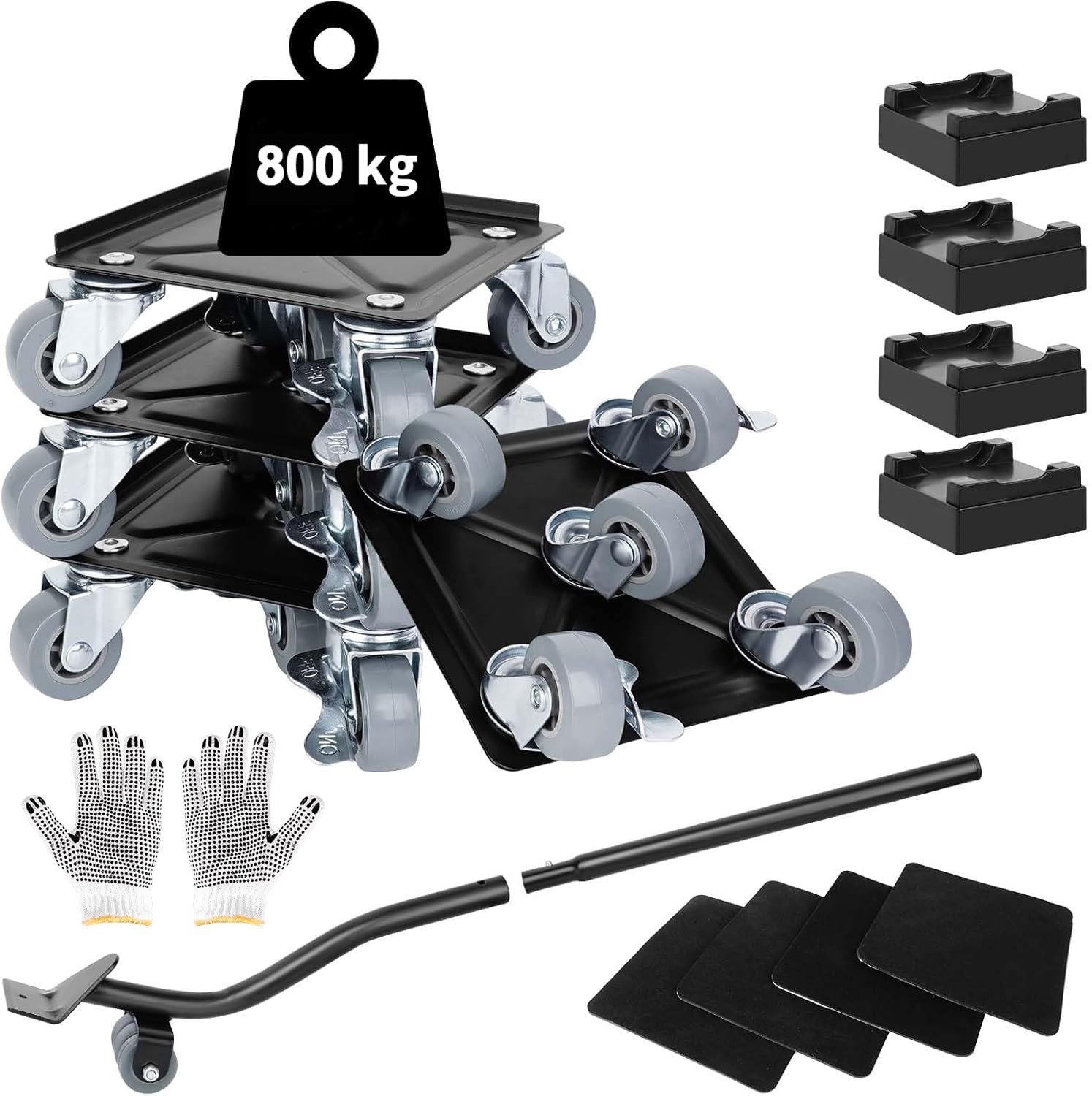 Set van 4 Meubeltransport Rollers met 5 Wielen, 360° Draaiend, Tot 800 kg Belastbaar - Ideaal voor Zware Meubels en Verhuizen